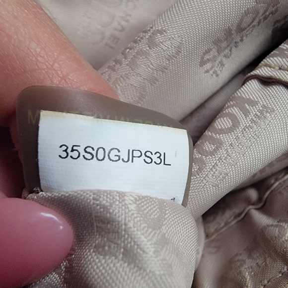 Michael Kors Joplin Satchel in Tan & Brown Leather with Gold-tone Hardware - Picture 16 of 16